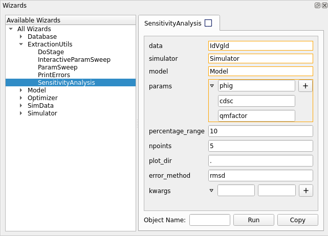 图 39：Wizards 面板列出常用向导并显示参数表单