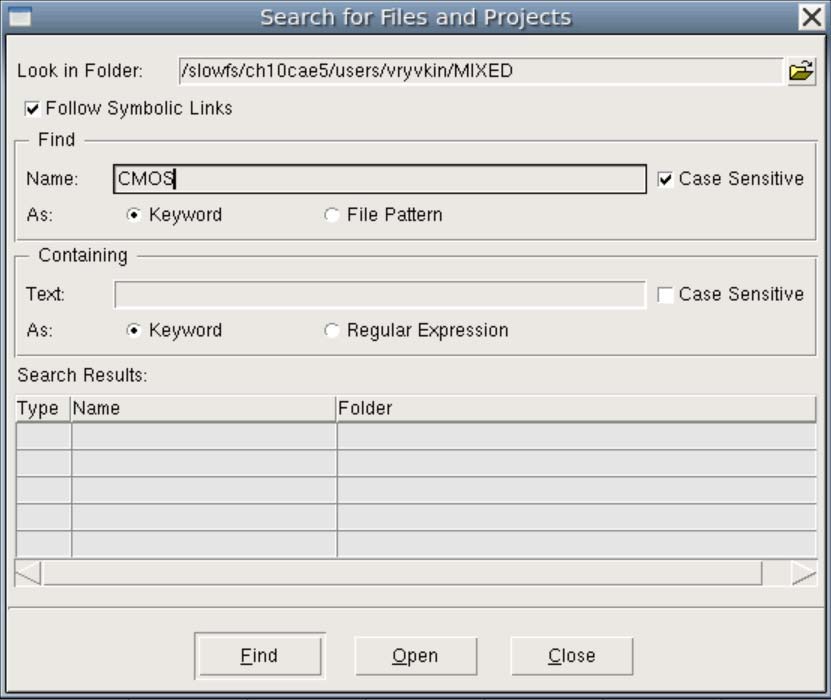 Search for Files and Projects（输入条件）