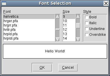 Change Font / Font Selection 对话框