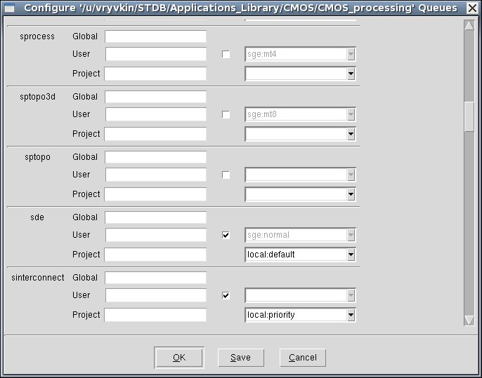 Configure Project Queues 对话框