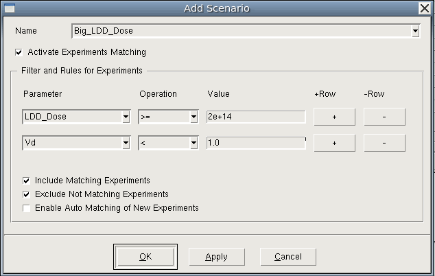 Add Scenario 对话框（已配置过滤条件）