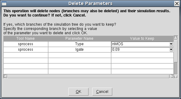 Delete Parameters 对话框