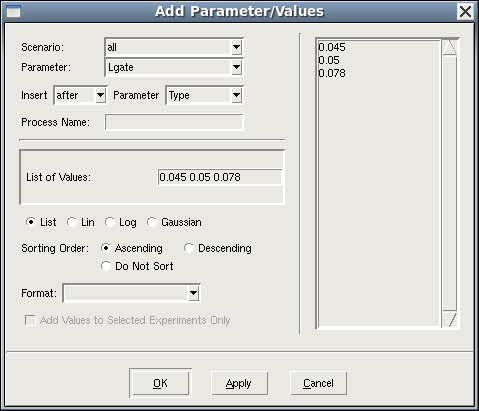 图 38：Add Parameter/Values 对话框