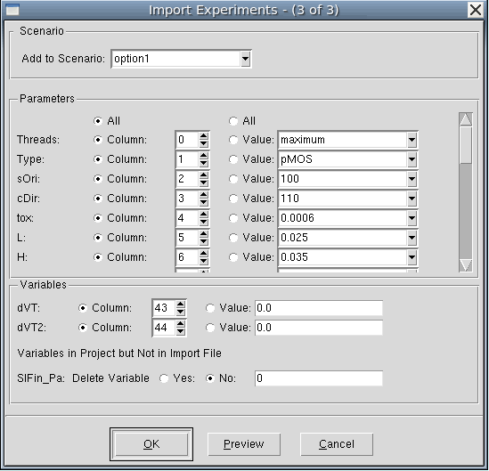 Import Experiments 对话框（第 3 步）