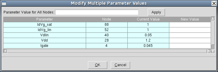 Modify Multiple Parameter Values 对话框