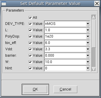Set Default Parameter Value 对话框