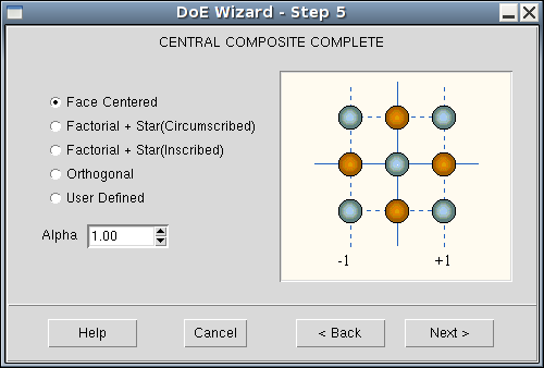 图 43:DoE Wizard - Step 5 for response surface model