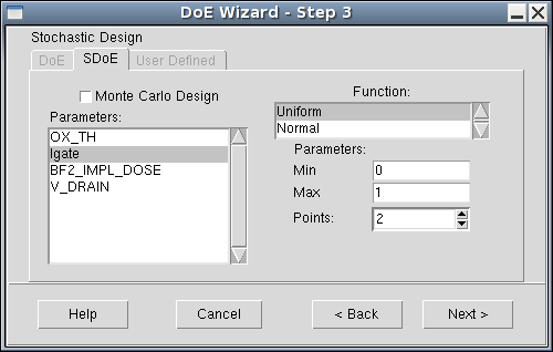 图 44:DoE Wizard - Step 3 for stochastic design
