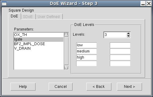图 46:DoE Wizard - Step 3 for square design