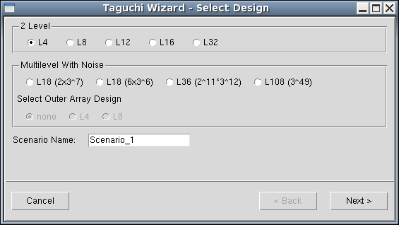 图 54:Taguchi Wizard - Select Design