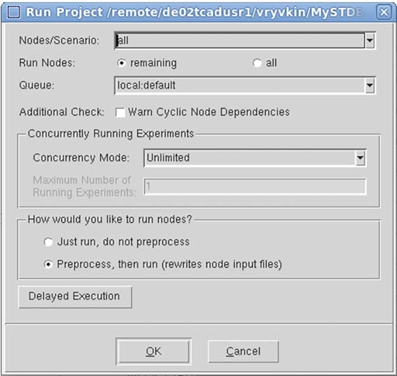 图 62：Editable 模式下的 Run Project 对话框