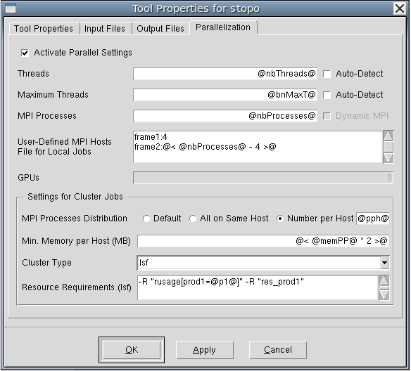 图 64：参数化后的 Parallelization 设置